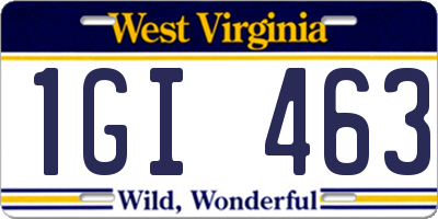 WV license plate 1GI463