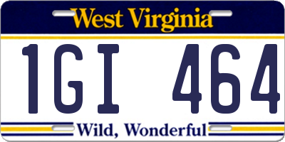 WV license plate 1GI464