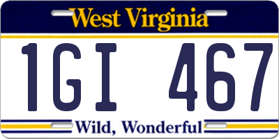 WV license plate 1GI467