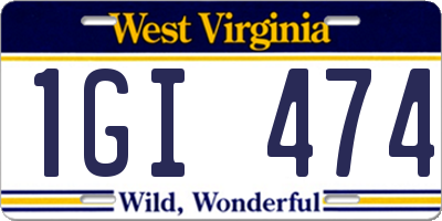 WV license plate 1GI474