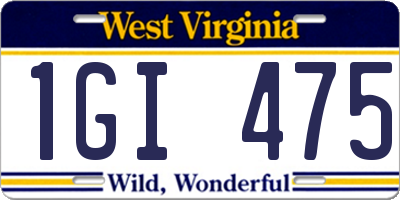 WV license plate 1GI475