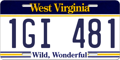WV license plate 1GI481