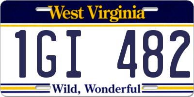 WV license plate 1GI482