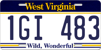 WV license plate 1GI483