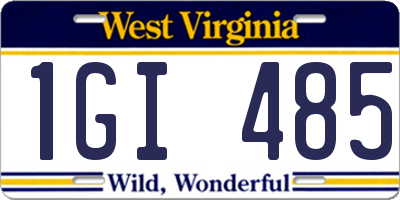 WV license plate 1GI485