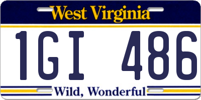WV license plate 1GI486