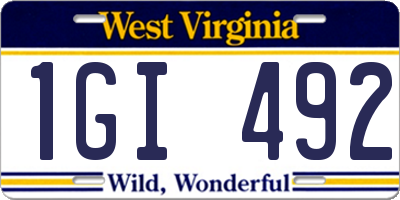 WV license plate 1GI492