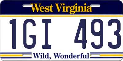 WV license plate 1GI493