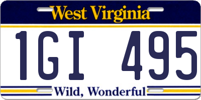 WV license plate 1GI495