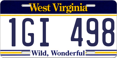 WV license plate 1GI498