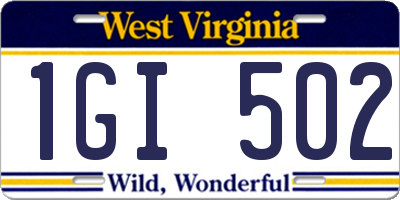 WV license plate 1GI502