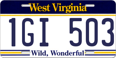 WV license plate 1GI503
