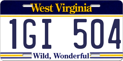 WV license plate 1GI504