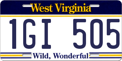WV license plate 1GI505