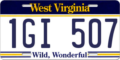 WV license plate 1GI507