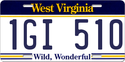 WV license plate 1GI510