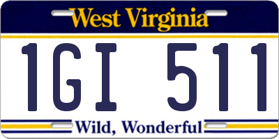 WV license plate 1GI511