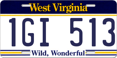 WV license plate 1GI513