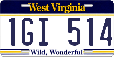 WV license plate 1GI514