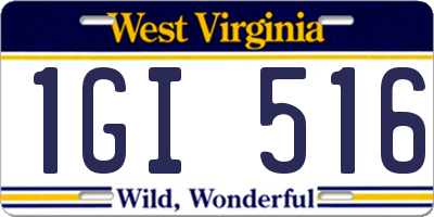 WV license plate 1GI516