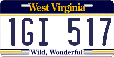 WV license plate 1GI517