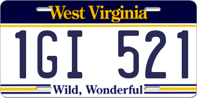 WV license plate 1GI521