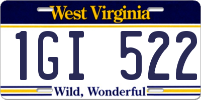 WV license plate 1GI522