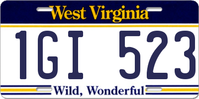 WV license plate 1GI523