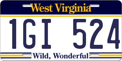 WV license plate 1GI524