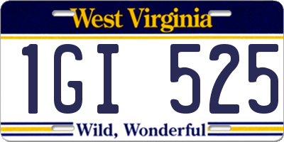 WV license plate 1GI525