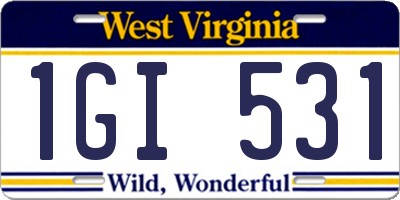 WV license plate 1GI531