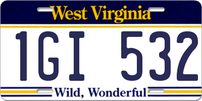 WV license plate 1GI532