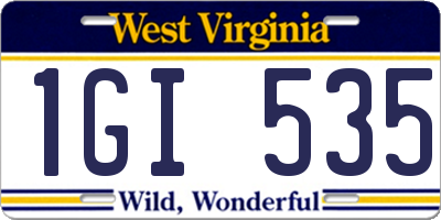 WV license plate 1GI535