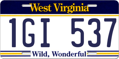 WV license plate 1GI537