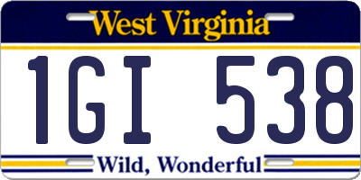 WV license plate 1GI538