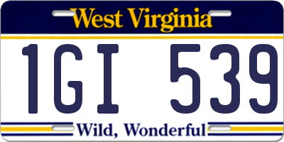WV license plate 1GI539