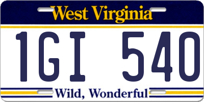 WV license plate 1GI540