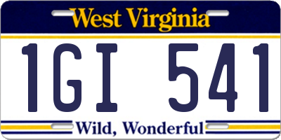 WV license plate 1GI541