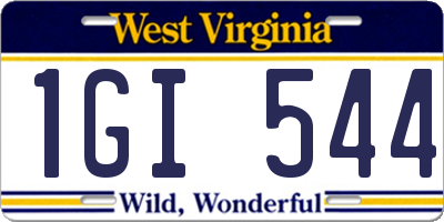 WV license plate 1GI544