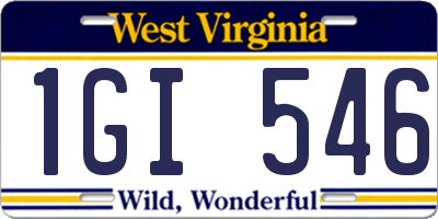 WV license plate 1GI546