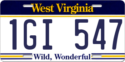 WV license plate 1GI547