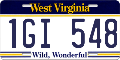 WV license plate 1GI548
