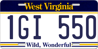 WV license plate 1GI550