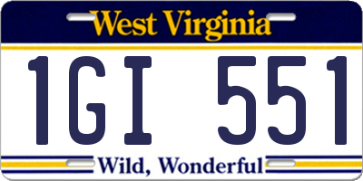 WV license plate 1GI551