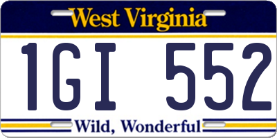 WV license plate 1GI552