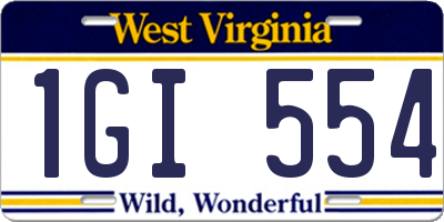 WV license plate 1GI554
