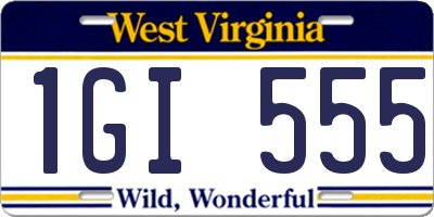 WV license plate 1GI555
