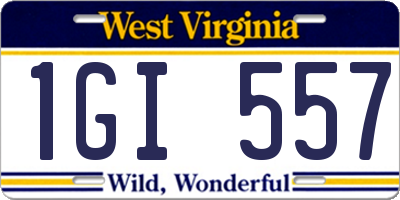 WV license plate 1GI557