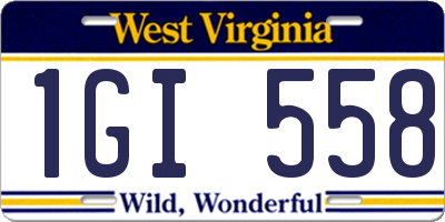 WV license plate 1GI558