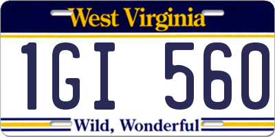 WV license plate 1GI560